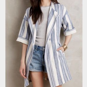 Anthropologie blue/white stripe oversized jacket